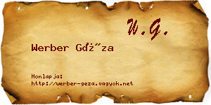 Werber Géza névjegykártya